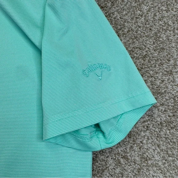 Callaway Opti Dri Green Striped Golf Polo Shirt Mens size Large Short Sleeve - Picture 5 of 12